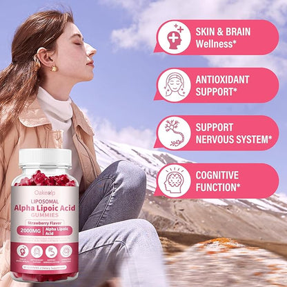 3 Pack Liposomal Alpha Lipoic Acid Gummies 2000mg Gummies,High Potency ALA Complex Biotin & Benfotiamine for Antioxidant, Brain Health and Nerve* Support,Liposomal Enhance 98% Absorption