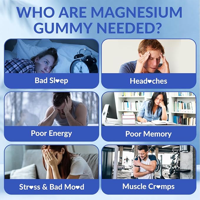 Magnesium Glycinate Gummies, Magnesium Glycinate with L-Threonate, Ashwagandha, L-Theanine, Magnesium Supplements for Women & Men
