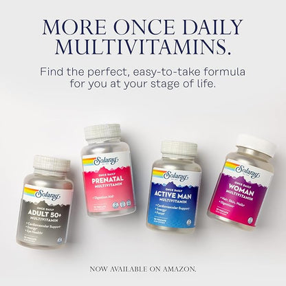 SOLARAY Once Daily Active Man Multivitamin - Cellular Energy and Immune Support Supplement w/Vitamin D, Vitamin C, B12, B6, Zinc, Lutein, Digestive Enzymes, Whole Foods, 60-Day Guarantee, 90 Servings