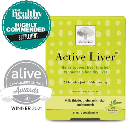 NEW NORDIC Active Liver 30-Day Supply, Daily Liver Supplement, Milk Thistle, Artichoke & Turmeric, 30 Tablets (Pack of 1)
