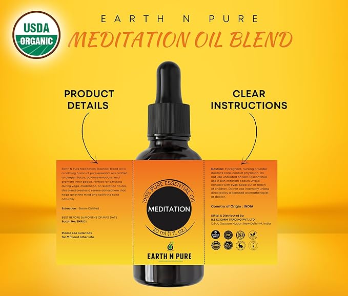 Earth N Pure Essential Oil Blend for Meditation 100 ml