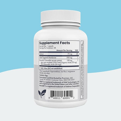 Joint Support Supplement with Natural Eggshell Membrane, Glucosamine Chondroitin, Collagen, Hyaluronic Acid, and Boswellia for Joint Health, Flexibility, and Mobility - 4-Week Supply
