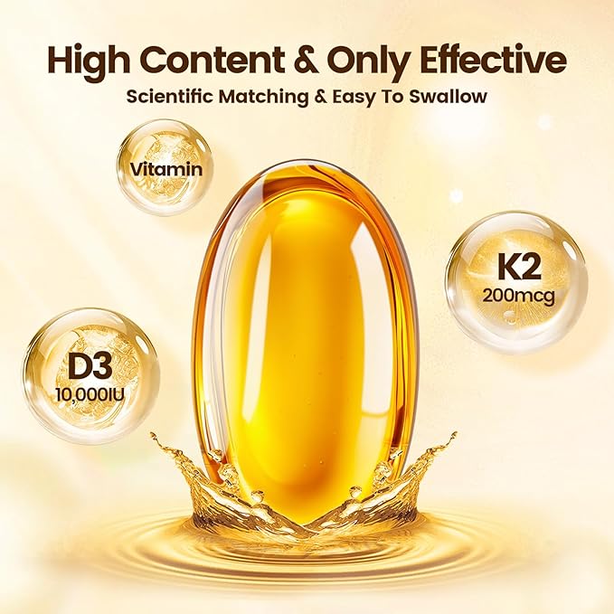 VivoNu Vitamin D3 K2 10000 IU with MK7-300 Virgin Coconut Oil Softgels, 2 in 1 Vitamins D & K Complex | Vitamina D3 con K2 ((2Bag))