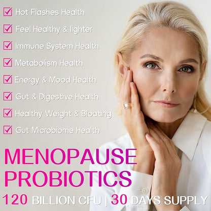 Negima Menopause Supplements for Women, 120 Billion CFUs Probiotics for Women, 13-in-1 Herbs & Botanicals Complex, for Hormone Menopause, Hot Flashes, Night Sweats, Mood Swings, Sleep - 120 Capsules