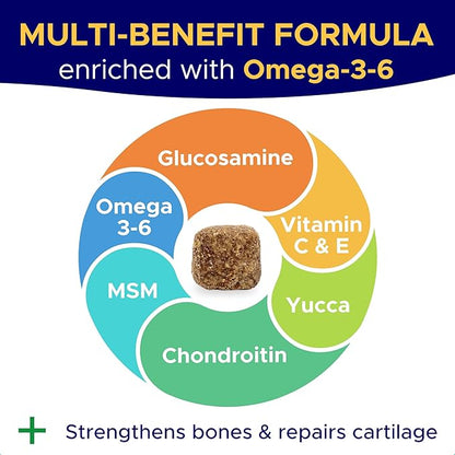 Dog Joint Supplement Large Breed - Glucosamine & Chondroitin Treats for Dogs - Supplement w/Omega-3, MSM - Made in USA - Joint Pain Relief - 240 Mobility Chews