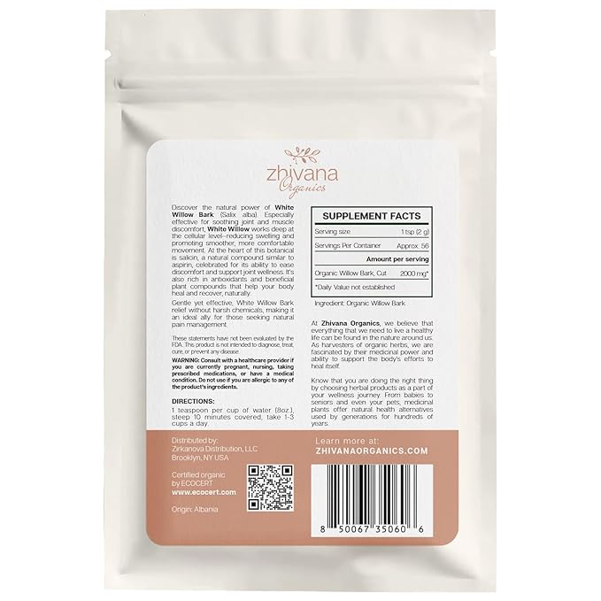 Super Value Pack 5 LB - Organic White Willow Bark (Salix alba) – Loose Dried Bark – Edible Grade for Tea, Decoctions & Herbal Use