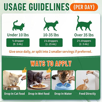 Liquid Collagen for Cats, Cat Collagen Drops with Bovine Collagens, Biotin & Vitamin C, Mobility & Flexibility, Itch Relief, Skin, Coat & Immunity Support, Cat Joint Supplement for Cats