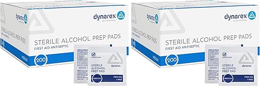 Dynarex Alcohol Prep Pad Sterile, Medium, 200 count (Pack of 2)