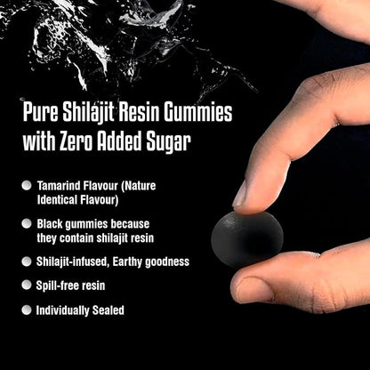 Pure Himalayan Shilajit Gummies – 75%+ Fulvic Acid, High Potency Gold Grade – Blend for Energy, Vitality & Immune Support, Travel - Friendly, Tamarind Flavor – 60 Gummies