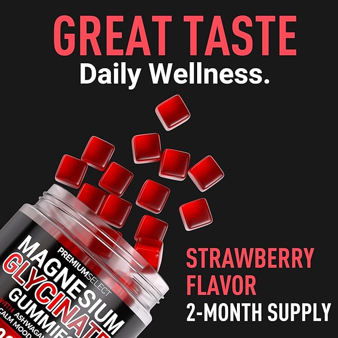 Magnesium Glycinate Gummies for Adults 500mg 120 Sugar Free Gummies Calm and Sleep Support with Ashwagandha Lemon Balm and CoQ10 Magnesium Supplement for Stress and Relaxation