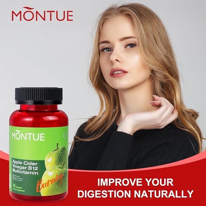 Montue NEWELLME Apple Cider Vinegar Gummies B12 Multivitamin,ACV Supplement Gummy Vitamins,Vegetarian Supplement for Women & Men,Non GMO,Support Normal Energy Levels & Gut Health 30 Gummies (30)
