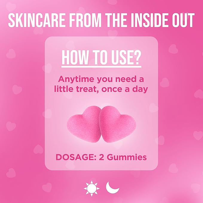 Skin Gummies for Women & Teens – Beauty Vitamin Gummy with Sea Moss, Multi Collagen Peptides, CoQ10, Retinol, Vegan Colostrum, L-Glutathione & Antioxidants for Hydrated, Clear, Acne Free, Glowing Skin