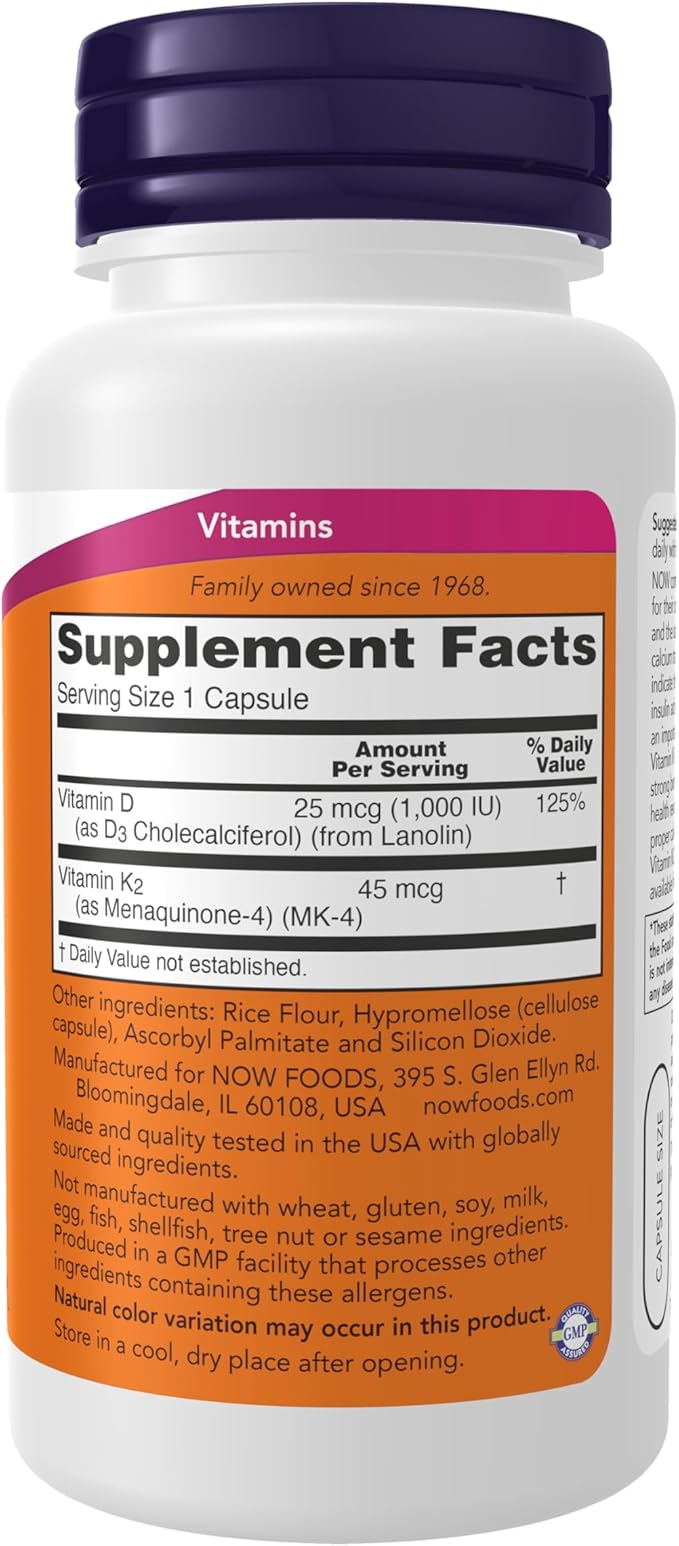 Vitamin D-3 & K-2 120 VegiCaps (Pack of 2)