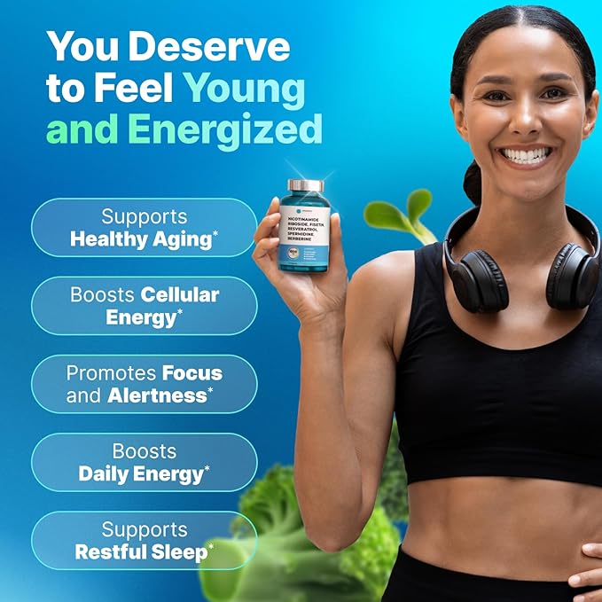 Liposomal Nicotinamide Riboside NR Supplement Resveratrol NAD : Nicotinamide 500mg w/Fisetin, Resveratrol Powder Spermidine Berberine NAD Resveratrol Supplement 500 mg - 60 caps 2 Pack