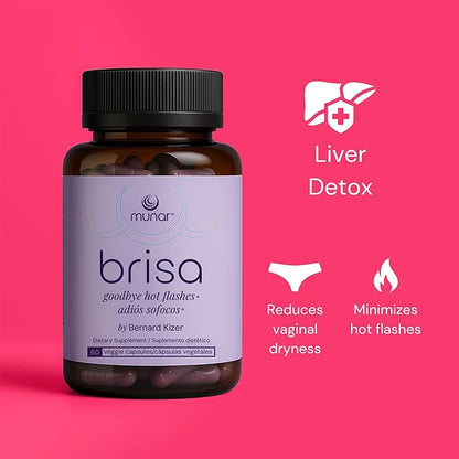 Munar Brisa Menopause Support – Hormonal Balance for Women with Milk Thistle, Vitex, Black Cohosh and Rhubarb. Reduces Hot Flashes, Boosts Energy, Liver Detox – 30-Day Supply (60 Capsules)