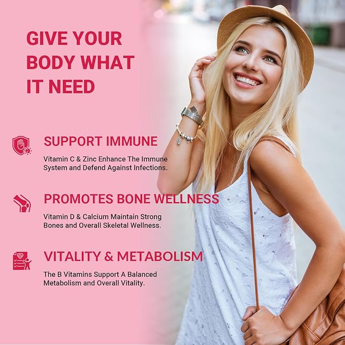Womens Multivitamin Gummies with Biotin, Collagen, Calcium, Magnesium, Inositol, Folate, Iron, Vitamin A, C, D, E - Multi Vitamins & Minerals - Multivitamin for Women Supplement