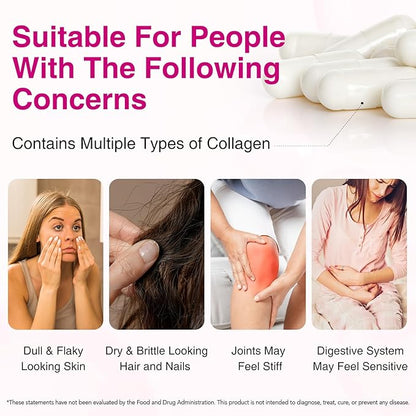 Multi Collagen Peptides Capsules, 240Pcs, Type I,II，V, X for Healthy Skin, Bone, Joint, Hair, Nail|Hydrolyzed Collagen Peptides, Easy Digestion, Unflavored for Women & Men