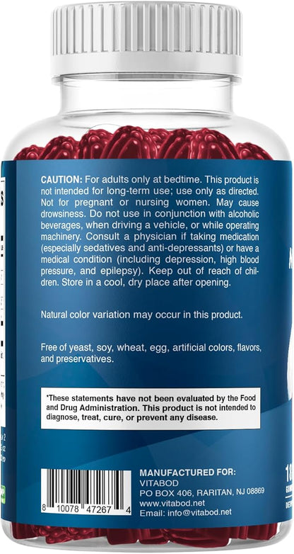 Vitabod Melatonin 20mg Gummies - 180 Count - Drug Free - Natural Strawberry Flavor - Vegetarian, Non-GMO, Gluten Free (1 Bottles)