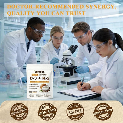 2-in-1 Vitamin D3 K2 Supplement Capsules, Vitamin D3 10000 IU and Vitamin K2 200 mcg, K2 MK7 with D3 Vitamin Supplement Support Immune, Heart, Joint, Teeth & Bone Health