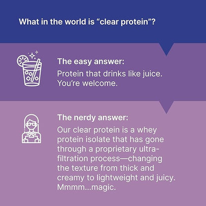 Oath Nutrition Clear Whey Isolate Protein Powder, Blue Razz Coconut, 20g Complete Protein per Serving, No Added Sugar, Grass-Fed, 18 Servings