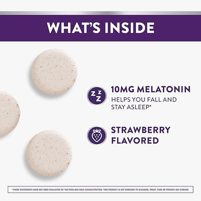ZzzQuil Pure Zzzs Fast Dissolve Melatonin, Melatonin 10mg, Sleep Aid Supplement, Sleep Aids for Adults, Strawberry Flavored, 90 Fast Dissolve Melatonin Tablets