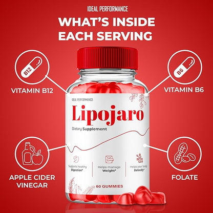 LipoJaro Keto ACV Gummies, LipoJaro ACV Supplement Gummies - Maximum Strength, LipoJaroKeto+ ACV Gummys, All Natural Support Formula Keto+ACV Advanced Formula, Lipo Jaro Reviews (2 Pack)