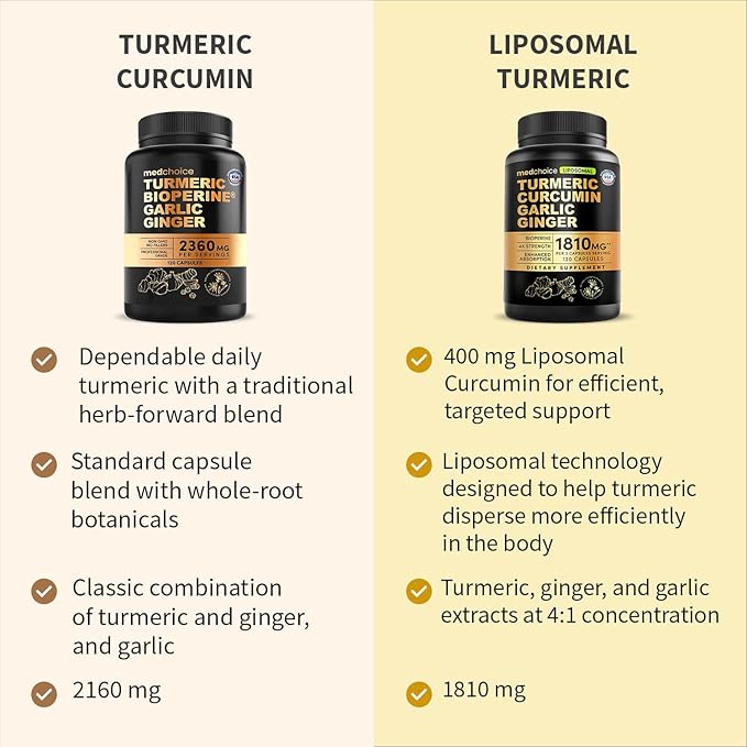 4-in-1 Turmeric Joint Support Supplements with Garlic and BioPerine - 2360 mg High Potency Herbal Blend for Mobility, Everyday Flexibility, Digestive Comfort, Active Aging Support (120ct, Pack of 2)