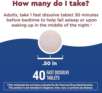 Nature Made Wellblends Back To Sleep, Lower Dose Melatonin 1 mg, L theanine 100 mg and GABA 100mg, Sleep Supplement, 40 Fast Dissolve Tablets