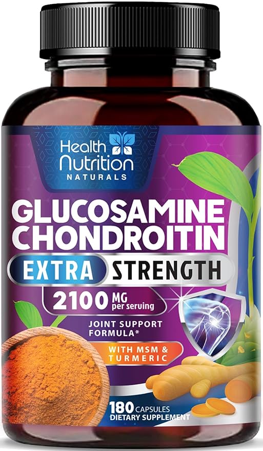 Glucosamine Chondroitin MSM Complex - 3X Strength Joint Support Supplement with Glucosamine Sulfate, Turmeric, Boswellia - For Cartilage, Mobility & Flexibility - Bottled in USA, 180 Capsules