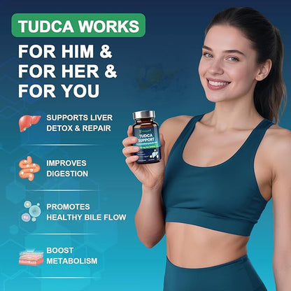 TUDCA 1200mg – Pure Tauroursodeoxycholic Acid Supplement, 120 Vegan Capsules Easy to Swallow (60-Day Supply), Non-GMO, Gluten-Free (120 Counts)