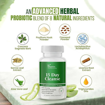 15 Day Gut Cleanse Detox for Women, GLP-1 Support - Natural Colon & Detox Cleanse for Weight Loss - Bloating & Constipation Relief - Flushes Toxins & Supports Immunity - 30 Ct.