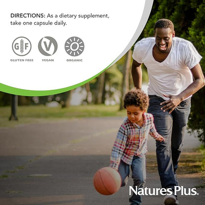 NaturesPlus Source of Life Garden Vitamin D3 & K2 - 60 Capsules - Immune System and Bone Support - USDA Certified Organic, Vegan, Gluten Free - 60 Servings