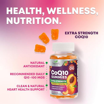 CoQ10 Gummies for Adults - Coenzyme Q10 100mg Per Serving - 3X Strength, High Absorption Antioxidant Supplement for Heart Health Support & Energy Production - Co Q10 (Coq 10) Supplements - 30 Gummies