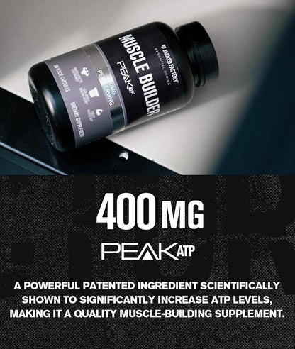 Jacked Factory Muscle Builder Bundle – Peak ATP Muscle Builder (30 Capsules) & HMB + Leucine Capsules (2g L-Leucine, 1g HMB) (180 Capsules) – Muscle Growth, Strength, Lean Muscle & Recovery Support