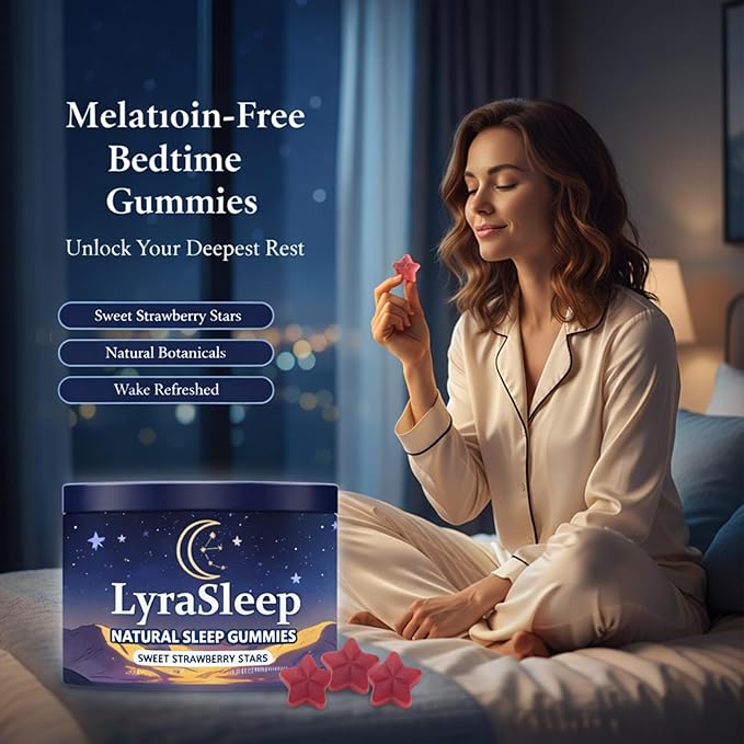 LyraSleep - Natural Sleep Gummies | Fall Asleep Gently in 30 Minutes - Help You Enjoy Restful Sleep 60 Count