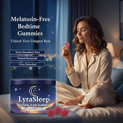 LyraSleep - Natural Sleep Gummies | Fall Asleep Gently in 30 Minutes - Help You Enjoy Restful Sleep 60 Count