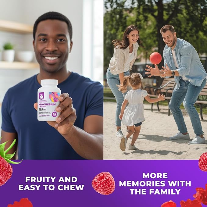 DR. MORITZ Magnesium Gummies for Adults - Sugar-Free Calm Magnesium Gummies - Supports a Healthy Stress Response - Raspberry Flavor - Non-GMO, 200 mg, 2 Pack (120 Count)