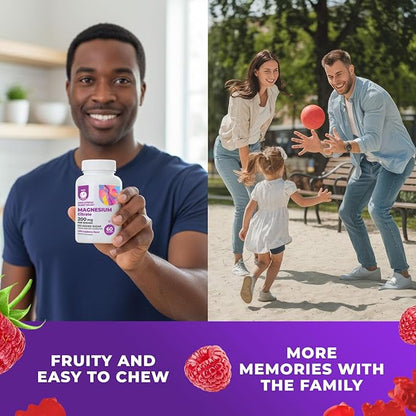 DR. MORITZ Magnesium Gummies for Adults - Sugar-Free Calm Magnesium Gummies - Supports a Healthy Stress Response - Raspberry Flavor - Non-GMO, 200 mg, 2 Pack (120 Count)