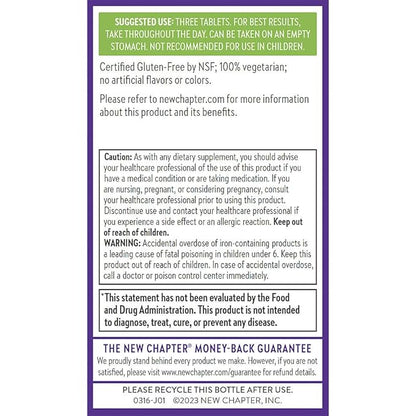 New Chapter Perfect Prenatal Vitamins - 96ct, Organic Prenatal Vitamins, Non-GMO Ingredients for Healthy Baby & Mom - Folate (Methylfolate), Iron, Vitamin D3, Fermented with Whole Foods and Probiotics