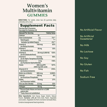 Nature's Bounty Women Multivitamin Gummies, Vitamin Supplements for Adults, General Health, Supports Immune and Bone Health, Mixed Berry and Raspberry Flavored, 90 Gummies