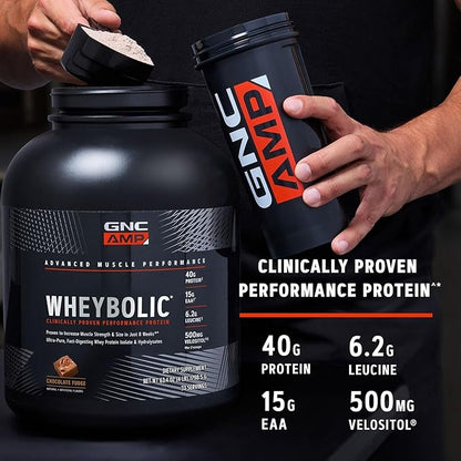 GNC AMP Wheybolic Clinically Proven Protein Powder, 40g Whey Protein, BCAA, Leucine, Increases Muscle Strength, Muscle Building, 3rd Party Tested, Gluten Free, Fruity Crisps, 25 Servings