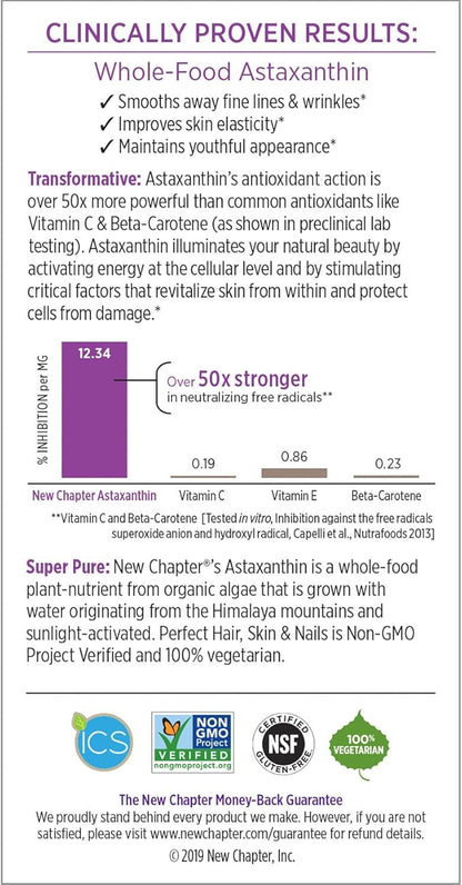 New Chapter Hair Skin & Nails Vitamins with Fermented Biotin+astaxanthin Vegetarian Capsule, 30 Count (Pack of 1)