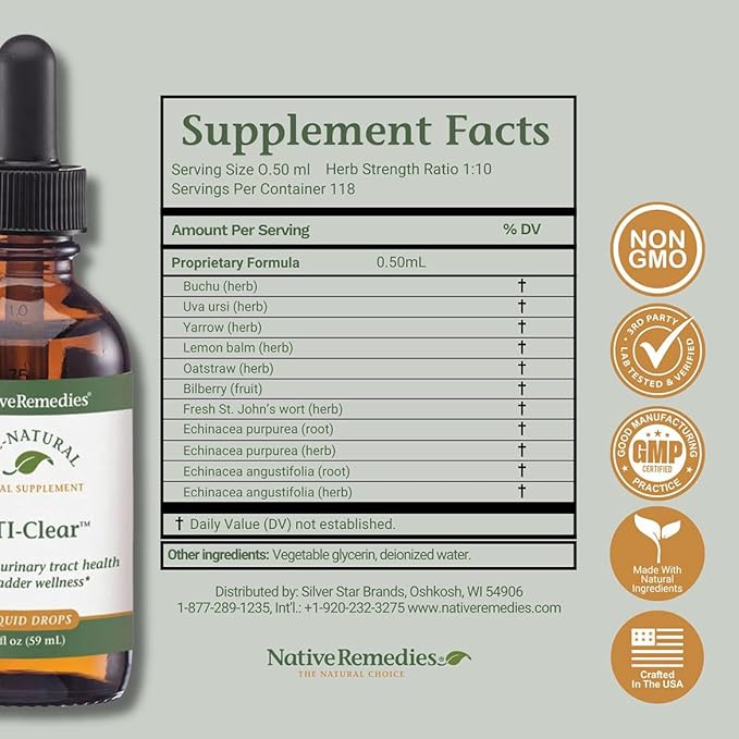 Native Remedies UTI-Clear for Urinary Tract and Bladder Health, 59 ml
