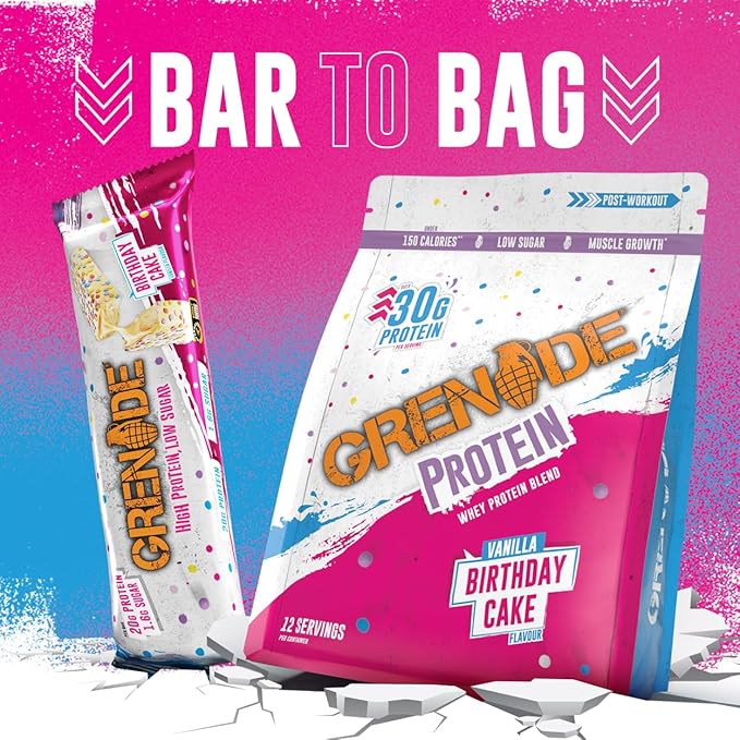 Grenade Carb Killa High Protein and Low Sugar Candy Bar, 12 x 60 g - Birthday Cake