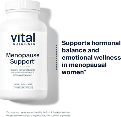 Vital Nutrients Menopause Support - Vegan Supplement for Women - Herbal Complex with Black Cohosh and Vitex Tree Berry for Hormone Balance Support* - Gluten, Dairy, Soy Free - 120 Capsules