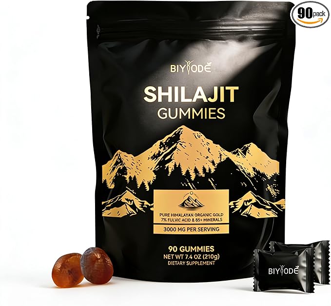 Shilajit Gummies: Pure Shilajit Himalayan Rich in Ashwagandha Gaulshura Fulvic Acid 85 Micronutrients Suitable for Men and Women No Added Sugar Non-GMO 100% Natural Organic 90 Gummies