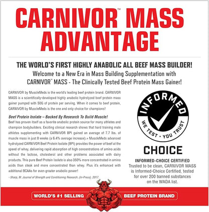 MuscleMeds Carnivor Mass Diet Supplement, Vanilla Caramel, 5.78 Pound (002658)