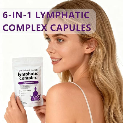 RESONA 6-in-1 Lymphatic Complex Capsules – Lymphatic Drainage Supplements, Balancing cortisol & Skin Vitality – Herbal Blend – 60 Capsules (1pc)