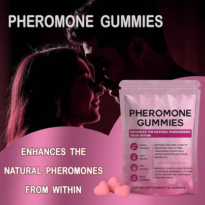 Pheromone Gummies for Women, Charisma & Confidence & Social Vibe,with Maca,Beetroot,Fenugreek,Slippery Elm,Parsley & L-Arginine, Sugar Free,Strawberry Flavor