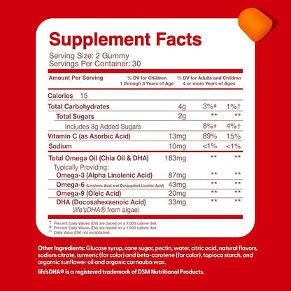 Feel Great Vitamins Kids DHA Gummies with Omega 3 6 9, Vitamin C | Supports Healthy Brain Function, Vision & Heart Health | Gluten Free, Vegetarian | 4 Pack